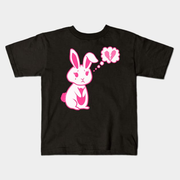 Broken Hearted Bunny Rabbit Kids T-Shirt by ROLLIE MC SCROLLIE